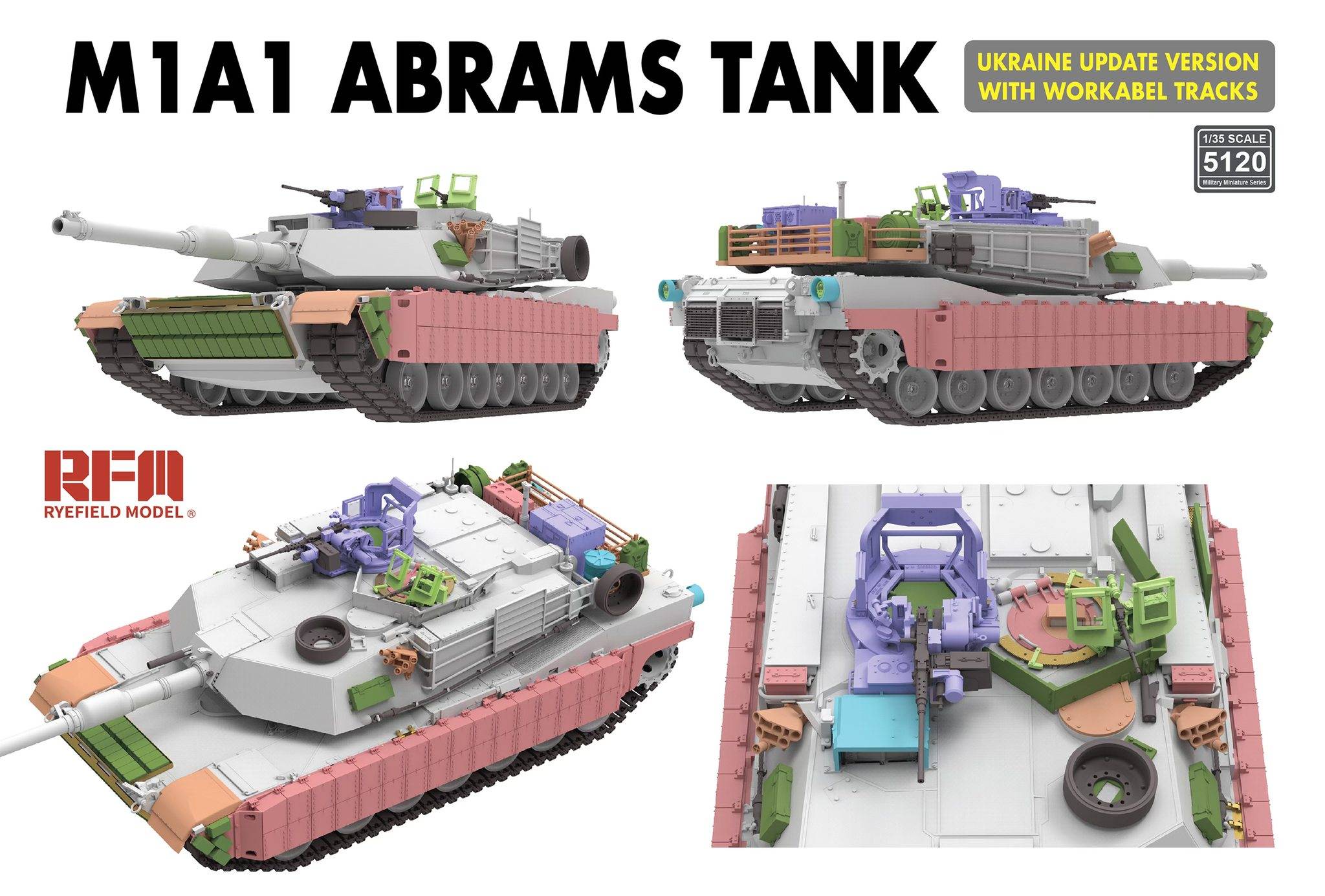 M1A1 ABRAMS TANK UKRAINE UPDATE VERSION WITH WORKABEL TRACKS – Image 3