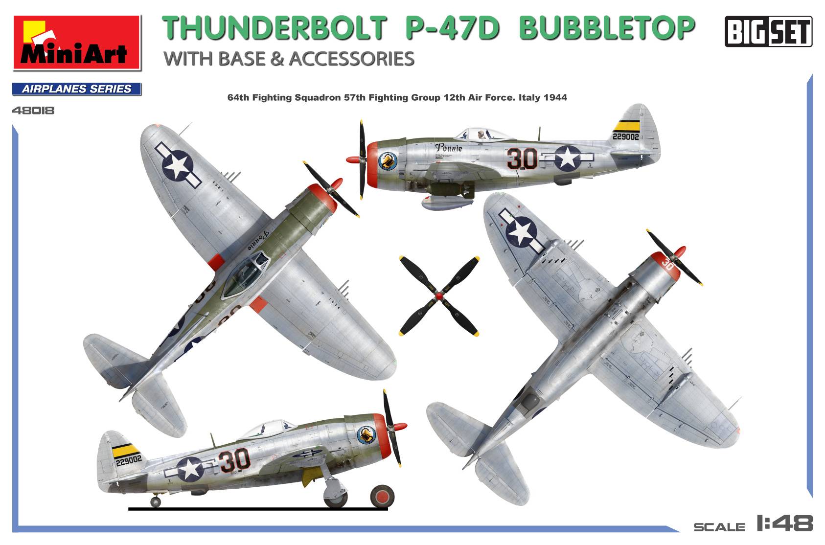 THUNDERBOLT P-47D BUBBLETOP WITH BASE & ACCESSORIES. BIG SET – Image 4
