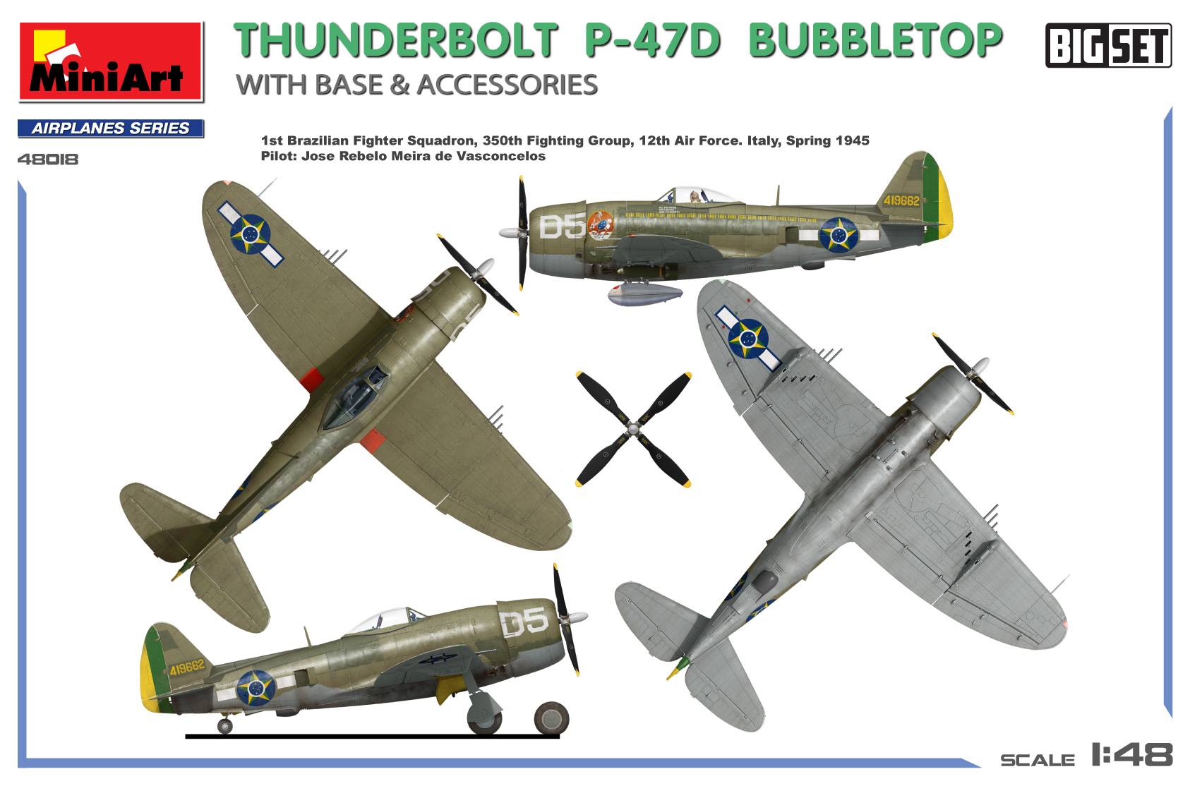 THUNDERBOLT P-47D BUBBLETOP WITH BASE & ACCESSORIES. BIG SET – Image 6