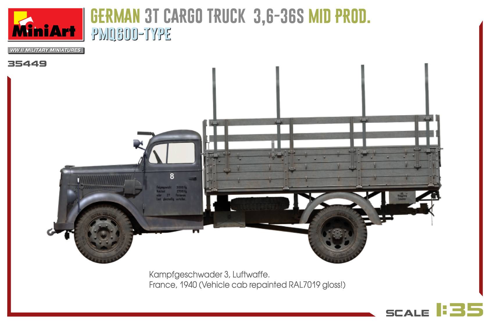 GERMAN 3T CARGO TRUCK 3,6-36S MID PROD. PMQ600-TYPE – Image 3