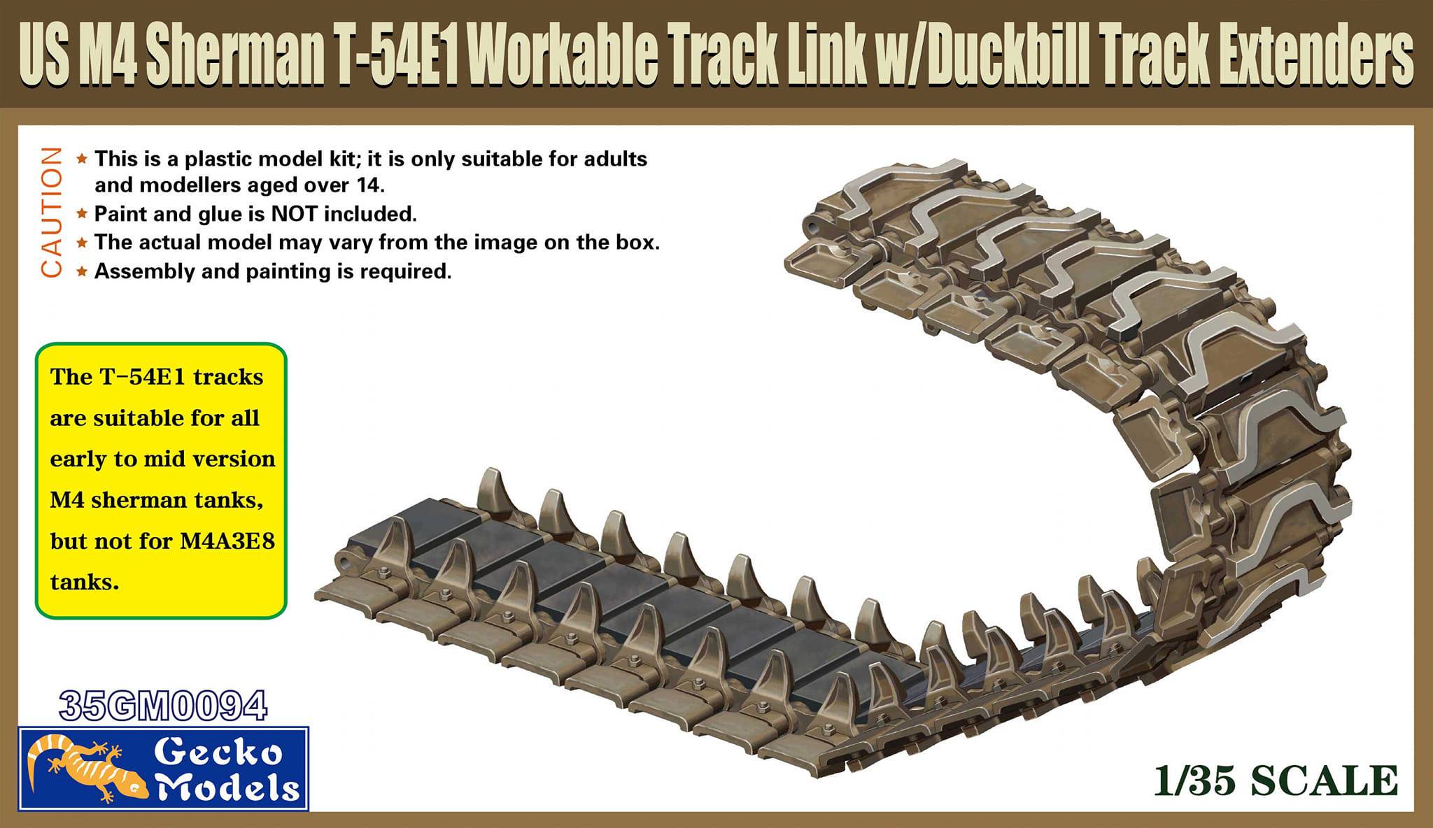 US M4 Sherman T-54E1 Workable Track Link w/ Duckbill Track Extenders