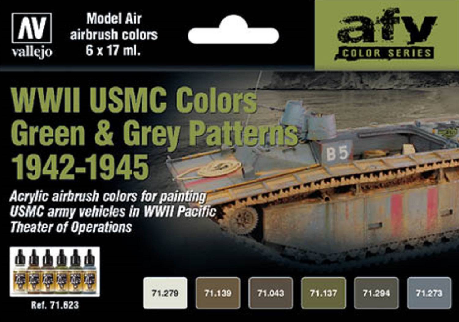 WWII USMC Colors Green & Grey Patterns 1942-1945