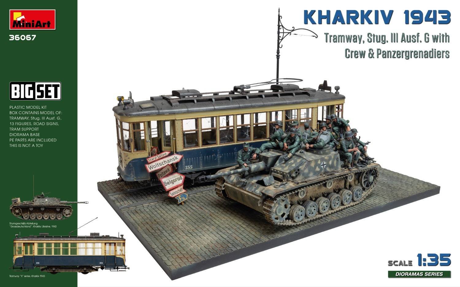 Kharkiv 1943: Tram & Stug. III Ausf. G with Crew and Panzergrenadiers. BIG SET