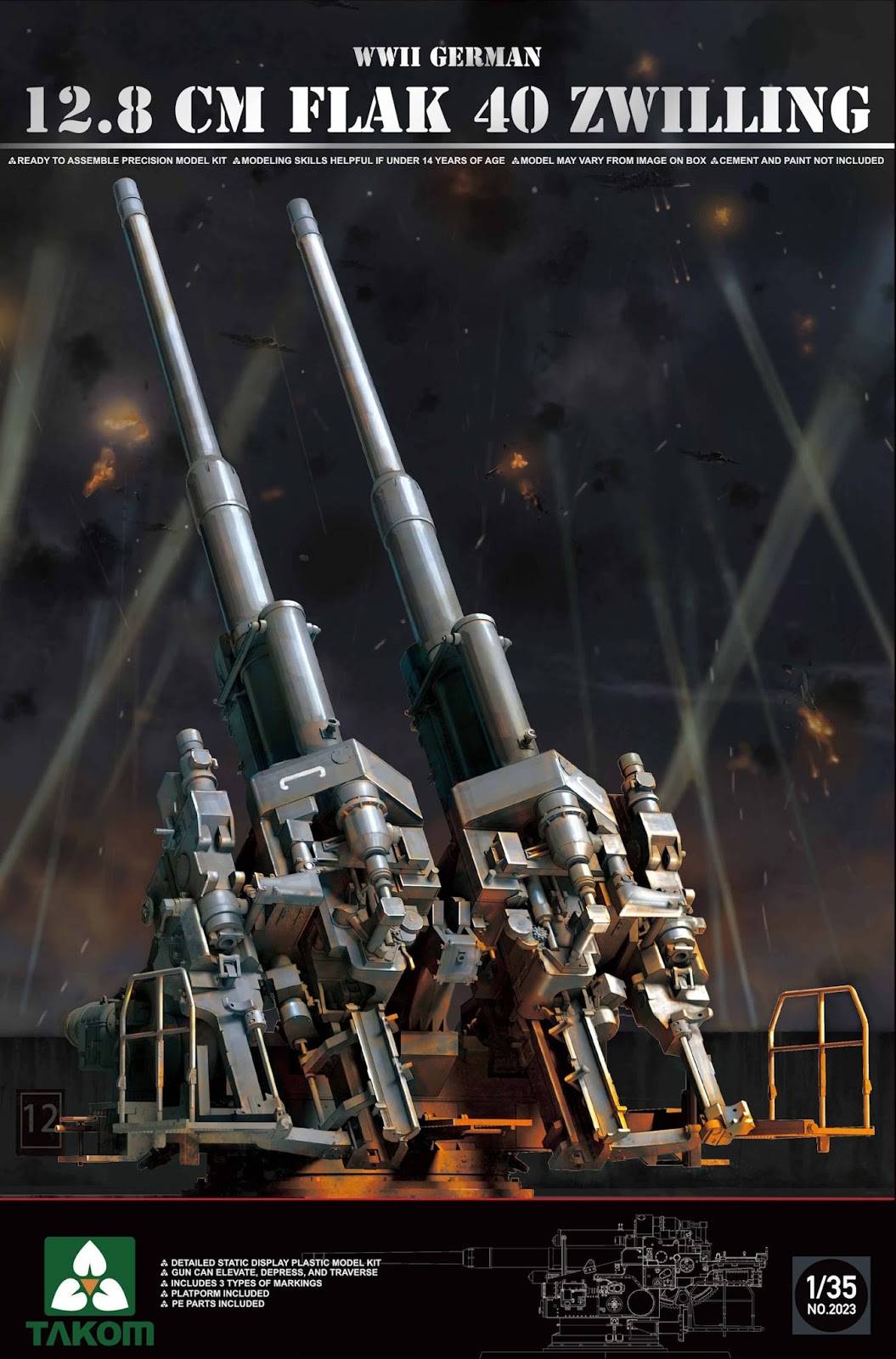 Flak 40 Zwilling allemand de la Seconde Guerre mondiale 12,8 cm