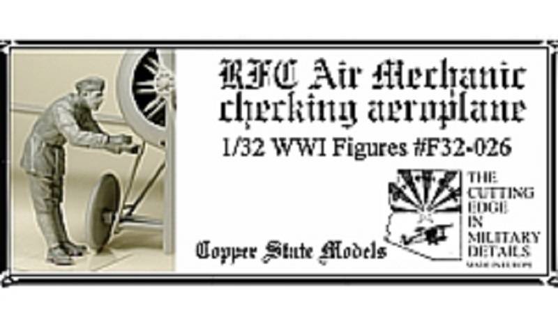 RFC Air Mechanic checking aeroplane
