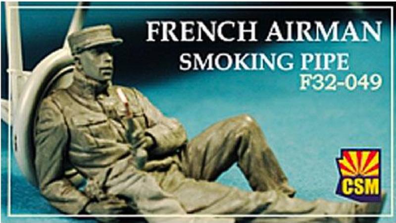 French Airman Smoking Pipe