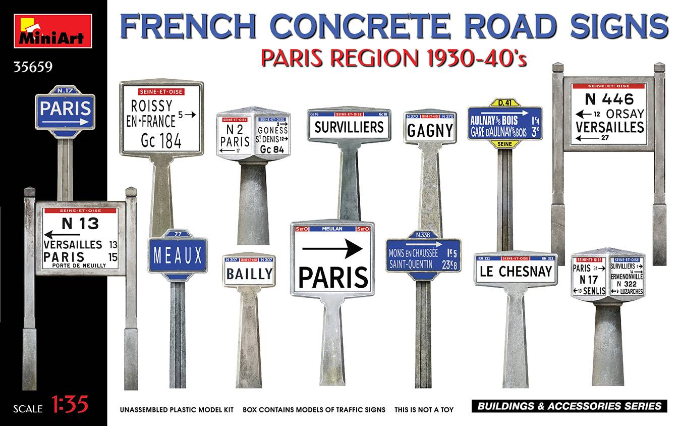 FRENCH CONCRETE ROAD SIGNS PARIS REGION 1930-40’s