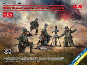 WW2 German mortar s.Gr.W.34 with Crew