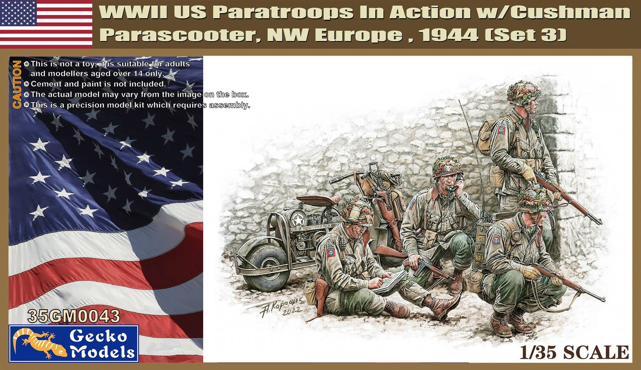 WWII US Paratroops in Action w/Cushman Parascooter NW Europe, 1944 (Set 3)