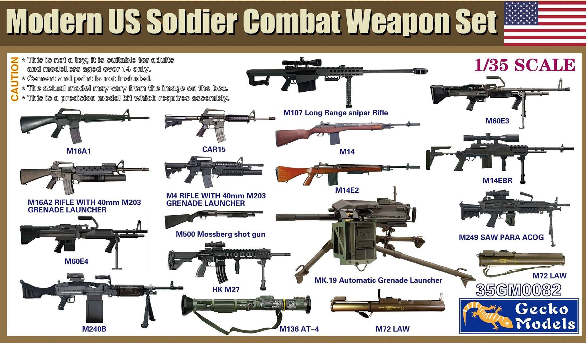 Modern US Soldier Combat Weapon Set