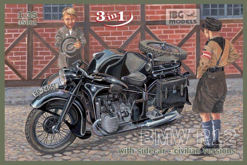 BMW R12 with sidecar civilian - 3 en 1