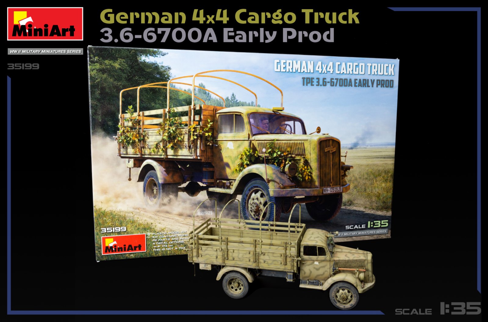 GERMAN 3T 4×4 CARGO TRUCK 3.6-6700A EARLY PROD – Image 2