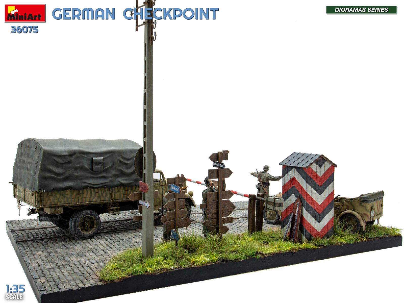 GERMAN CHECKPOINT. 3T Cargo Truck 3,6-36S & Kfz.1 Type 170VK w/ Feldgendarmerie. BIG SET – Image 11