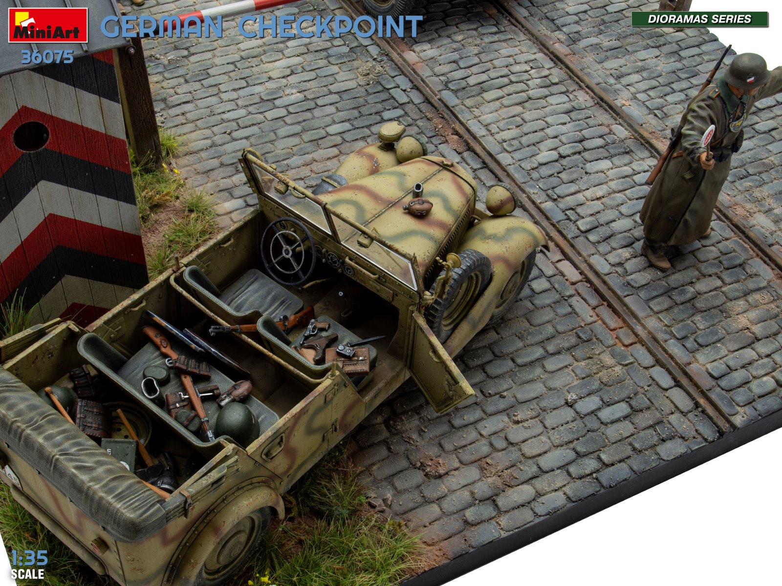 GERMAN CHECKPOINT. 3T Cargo Truck 3,6-36S & Kfz.1 Type 170VK w/ Feldgendarmerie. BIG SET – Image 12