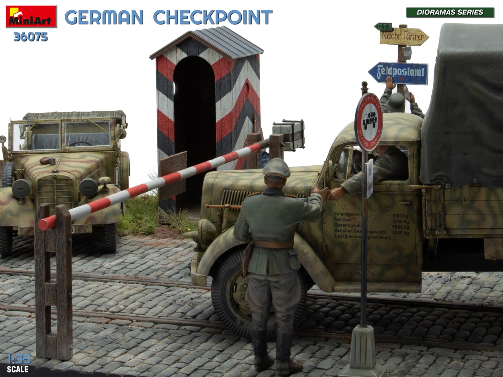 GERMAN CHECKPOINT. 3T Cargo Truck 3,6-36S & Kfz.1 Type 170VK w/ Feldgendarmerie. BIG SET – Image 13