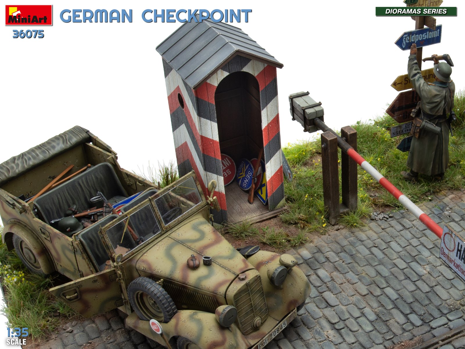 GERMAN CHECKPOINT. 3T Cargo Truck 3,6-36S & Kfz.1 Type 170VK w/ Feldgendarmerie. BIG SET – Image 14