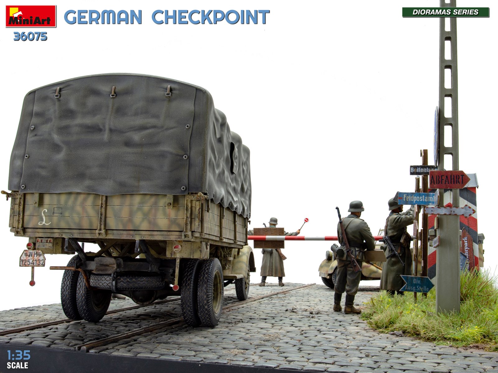 GERMAN CHECKPOINT. 3T Cargo Truck 3,6-36S & Kfz.1 Type 170VK w/ Feldgendarmerie. BIG SET – Image 17