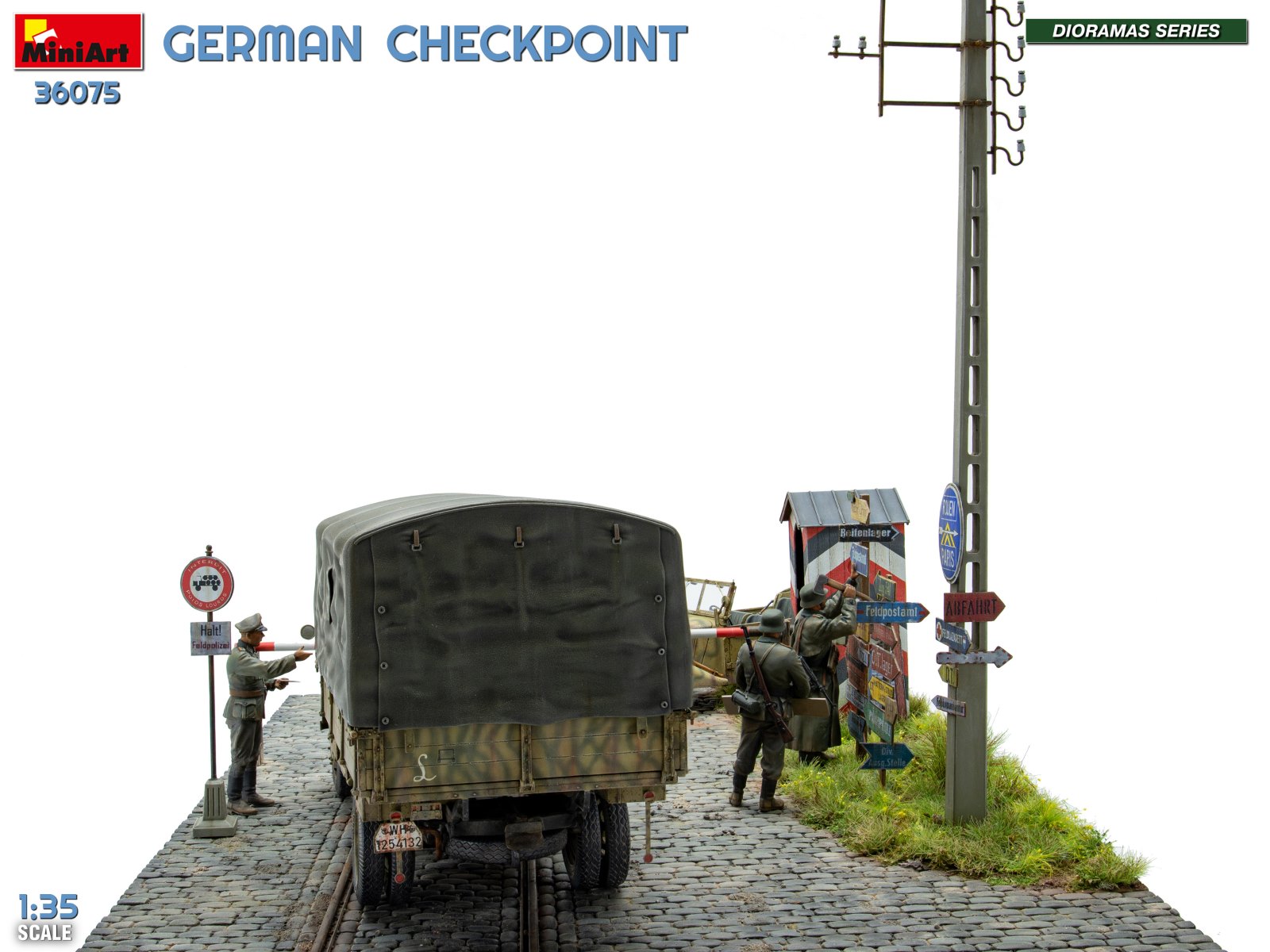 GERMAN CHECKPOINT. 3T Cargo Truck 3,6-36S & Kfz.1 Type 170VK w/ Feldgendarmerie. BIG SET – Image 18
