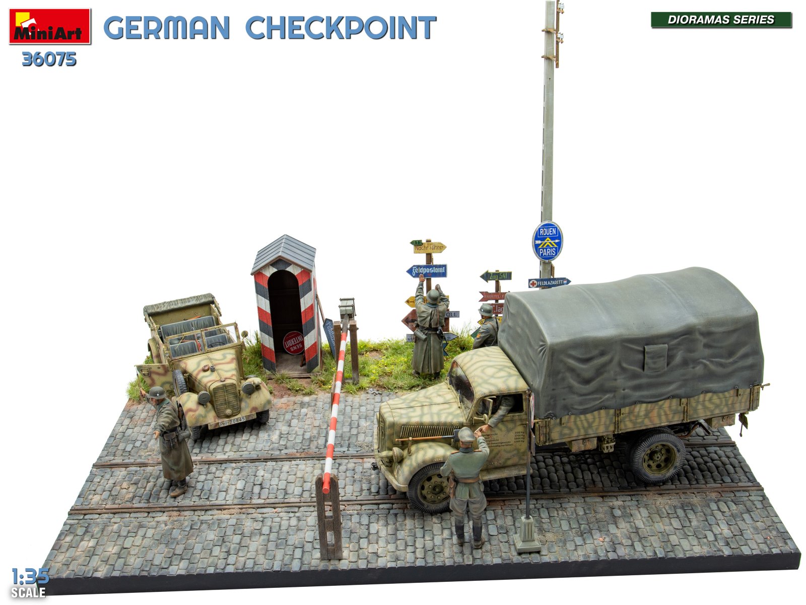GERMAN CHECKPOINT. 3T Cargo Truck 3,6-36S & Kfz.1 Type 170VK w/ Feldgendarmerie. BIG SET – Image 19