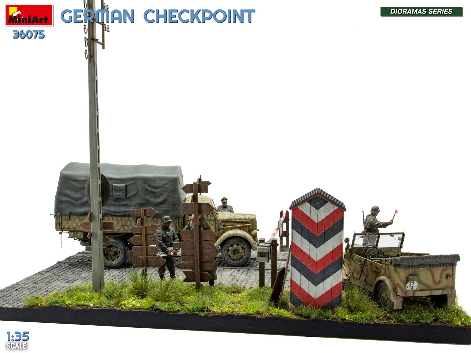 GERMAN CHECKPOINT. 3T Cargo Truck 3,6-36S & Kfz.1 Type 170VK w/ Feldgendarmerie. BIG SET – Image 4