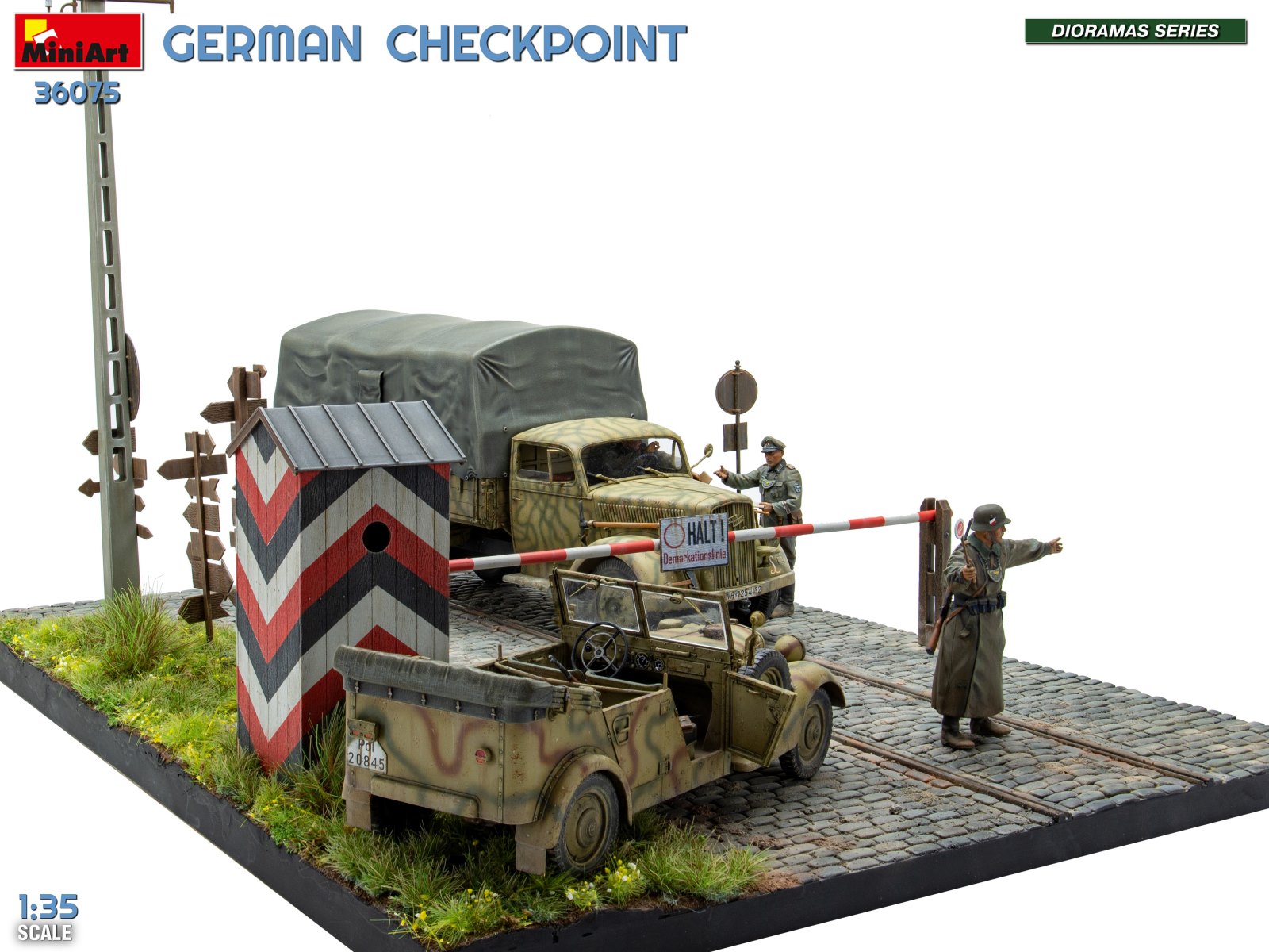 GERMAN CHECKPOINT. 3T Cargo Truck 3,6-36S & Kfz.1 Type 170VK w/ Feldgendarmerie. BIG SET – Image 6
