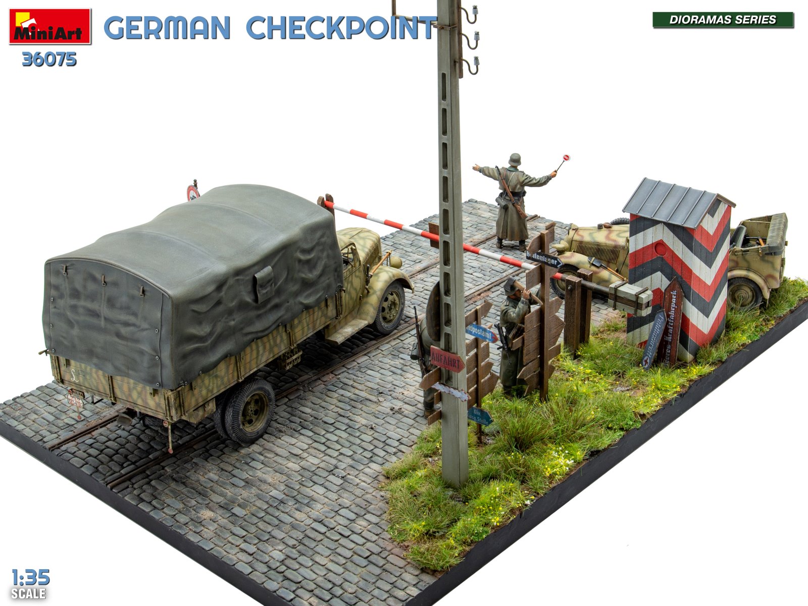 GERMAN CHECKPOINT. 3T Cargo Truck 3,6-36S & Kfz.1 Type 170VK w/ Feldgendarmerie. BIG SET – Image 7