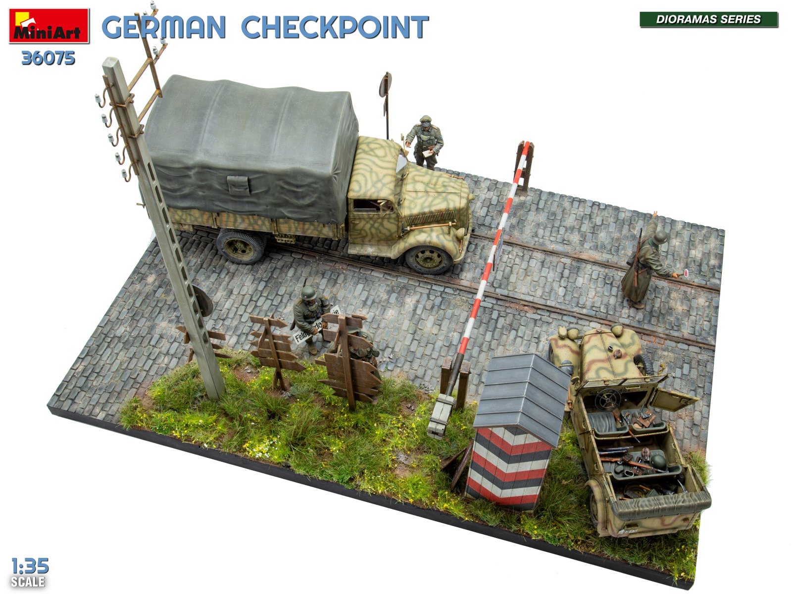 GERMAN CHECKPOINT. 3T Cargo Truck 3,6-36S & Kfz.1 Type 170VK w/ Feldgendarmerie. BIG SET – Image 8