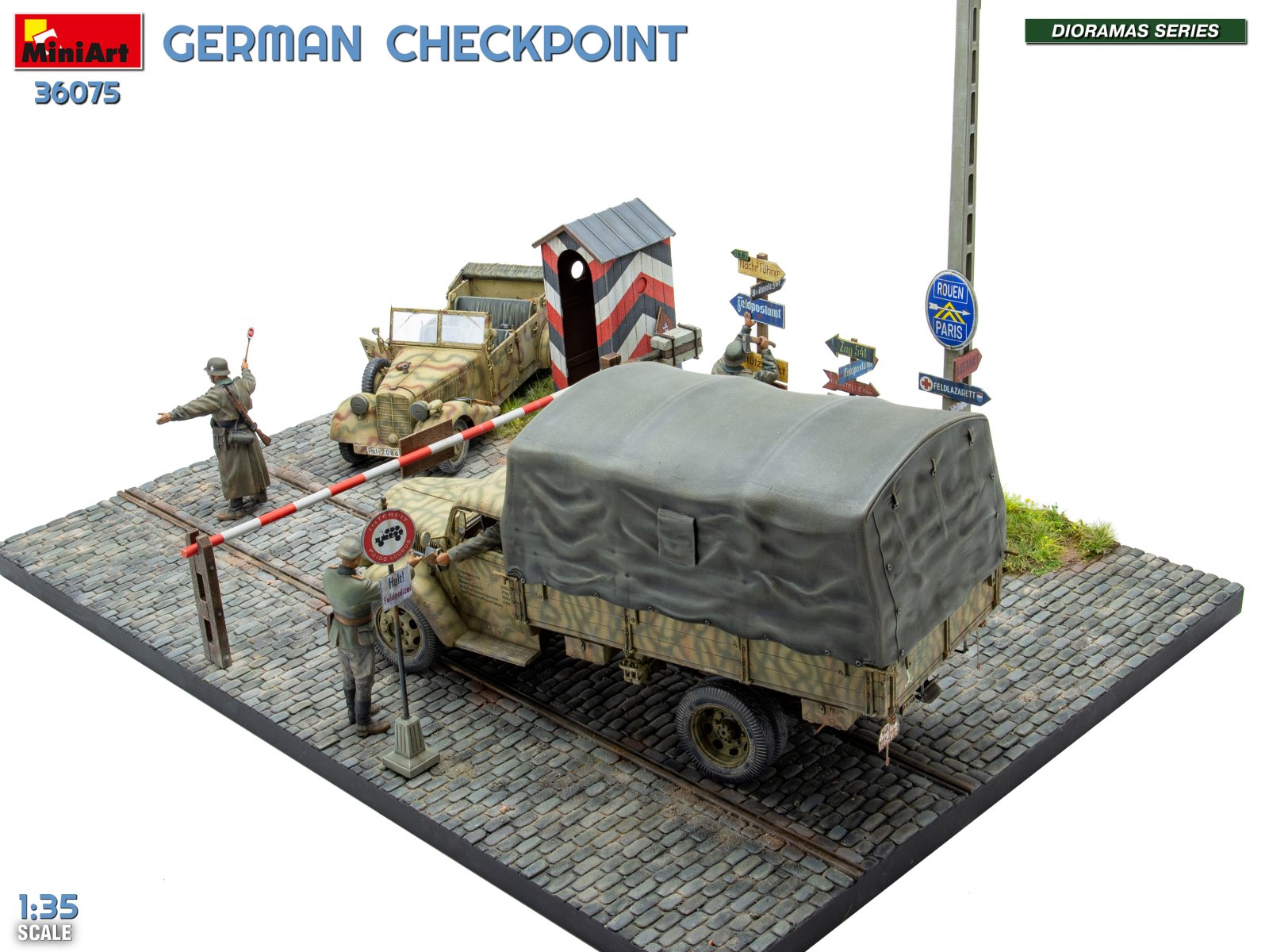 GERMAN CHECKPOINT. 3T Cargo Truck 3,6-36S & Kfz.1 Type 170VK w/ Feldgendarmerie. BIG SET – Image 9