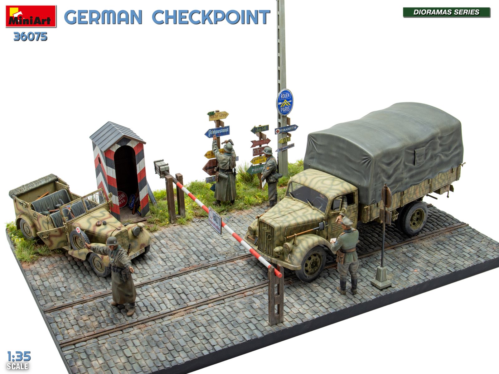 GERMAN CHECKPOINT. 3T Cargo Truck 3,6-36S & Kfz.1 Type 170VK w/ Feldgendarmerie. BIG SET – Image 10
