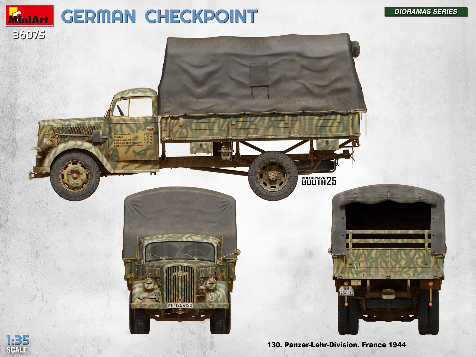 GERMAN CHECKPOINT. 3T Cargo Truck 3,6-36S & Kfz.1 Type 170VK w/ Feldgendarmerie. BIG SET – Image 24