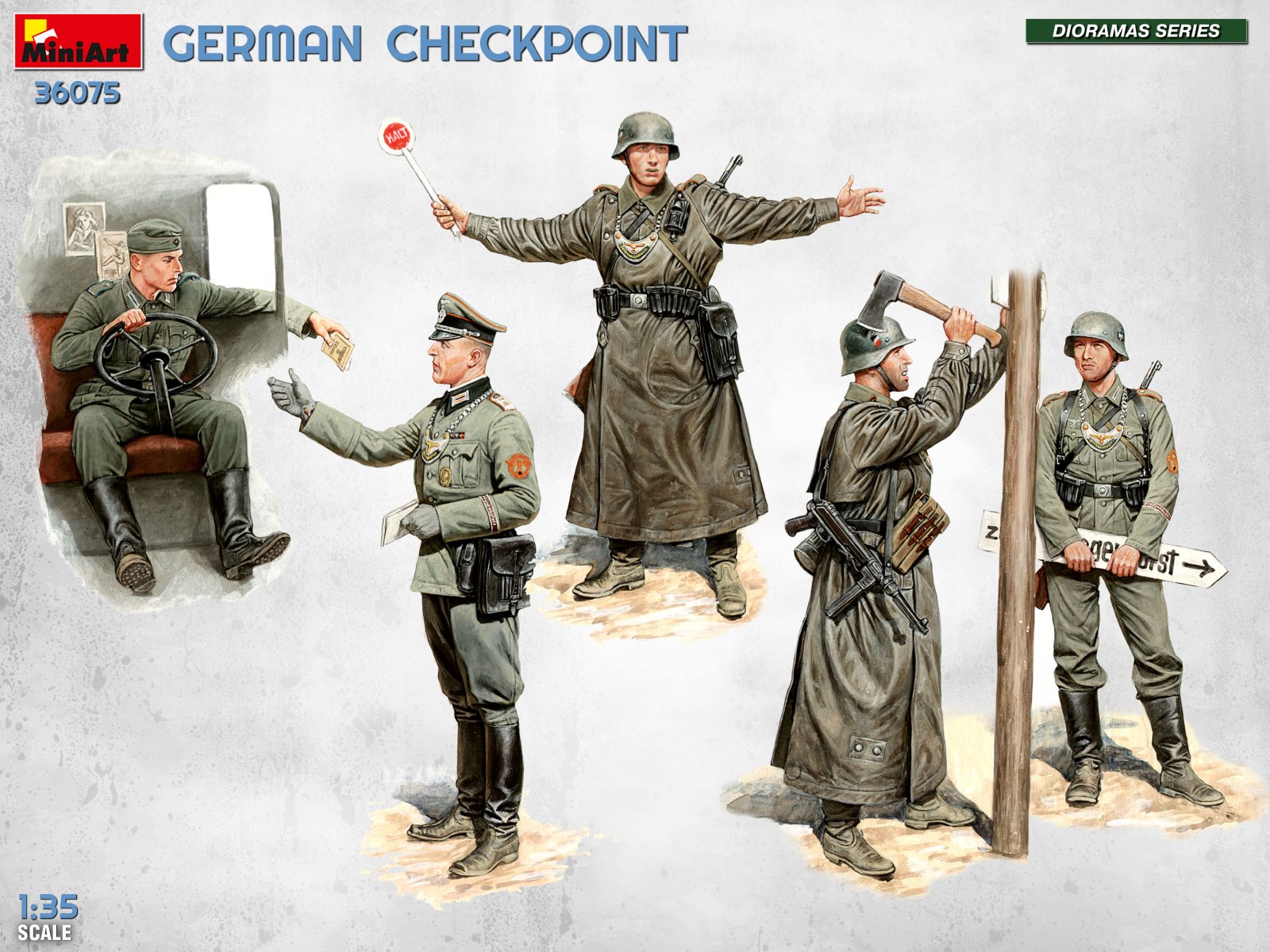 GERMAN CHECKPOINT. 3T Cargo Truck 3,6-36S & Kfz.1 Type 170VK w/ Feldgendarmerie. BIG SET – Image 25