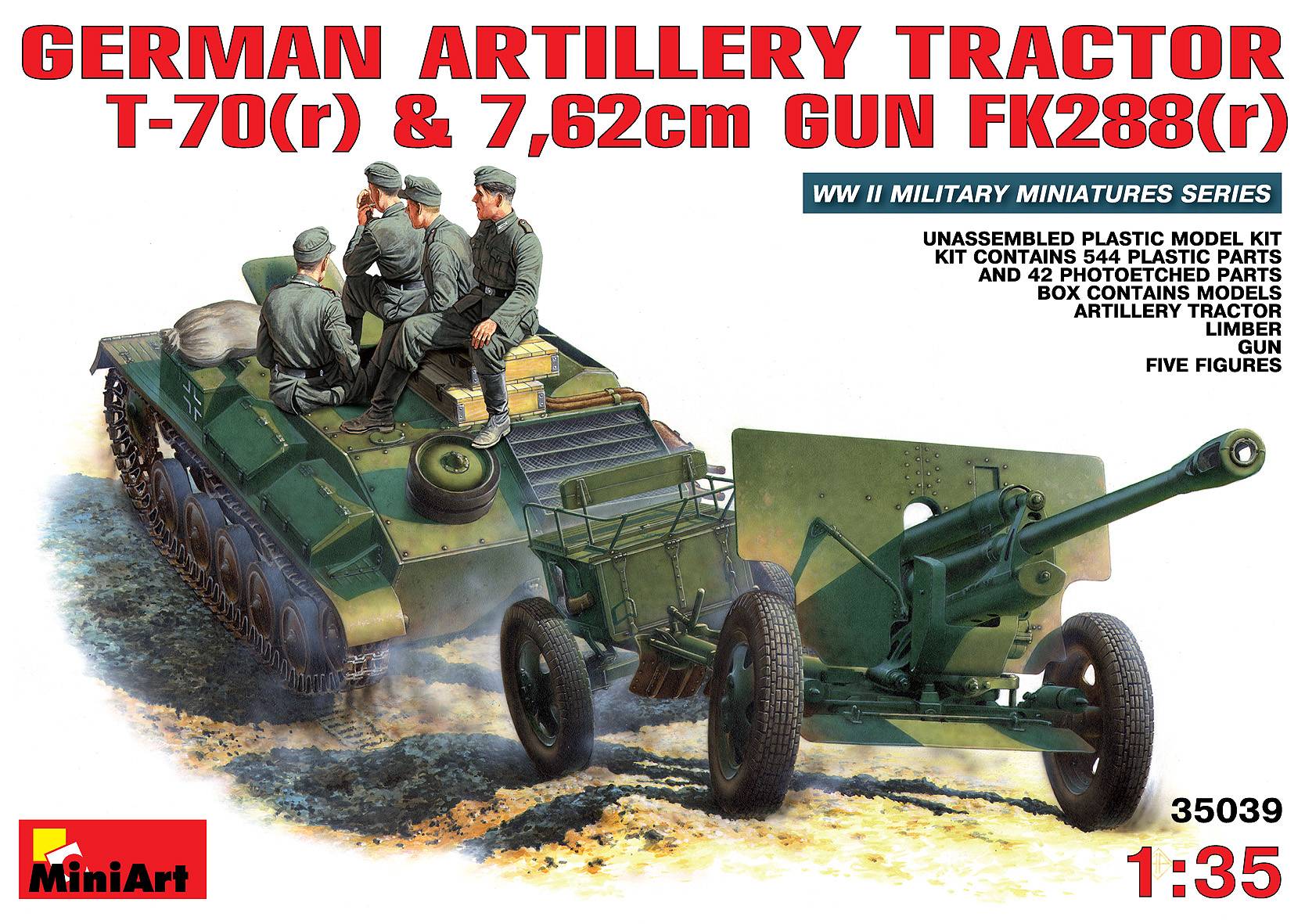 GERMAN ARTILLERY TRACTOR T-70(r) AND 7,62cm FK 288(r) w/CREW